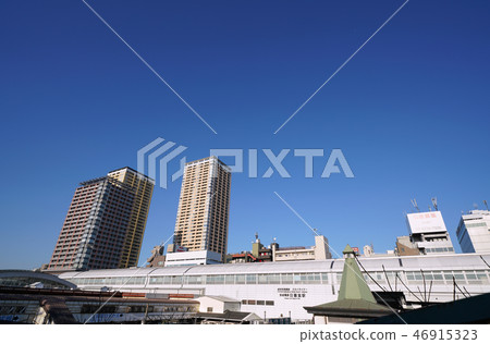 日本的東京都市風景觀看JR日暮里站（南票門）和京成電鐵日暮站 46915323