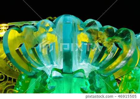 New Year's ice town at night 46915505