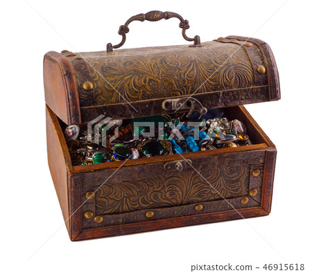 vintage jewelry box on white background vintage jewelry box on white background 46915618