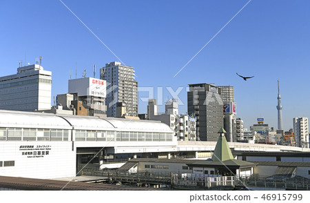 日本京成電鐵日暮站，JR日暮站（南門票），東京天空樹等的東京都市風景 46915799