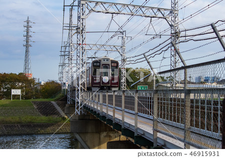 Hankyu Train crossing the Inawa River Hankyu Train crossing the Inawa River 46915931