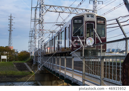Hankyu Train crossing the Inawa River Hankyu Train crossing the Inawa River 46915932