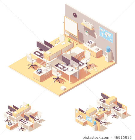 Vector Isometric office with cubicle Vector Isometric office with cubicle 46915955