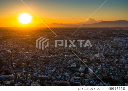 "Kanagawa Prefecture" Evening view of Yokohama city and residential area "Kanagawa Prefecture" Evening view of Yokohama city and residential area 46917638