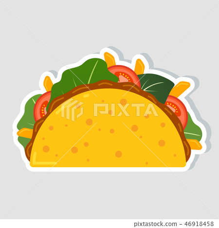 Traditional mexican taco. Spicy delicious tacos with beef or chicken, meat sauce, green salad and 46918458