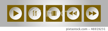 gold, white square music control buttons set gold, white square music control buttons set 46919231