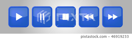 blue, white square music control buttons set blue, white square music control buttons set 46919233