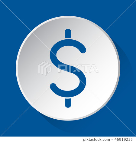 dollar currency symbol - blue icon on white button dollar currency symbol - blue icon on white button 46919235