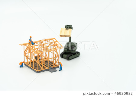 Miniature people Construction worker repair  46920982