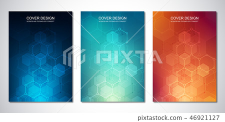 Vector template for cover or brochure, with hexagons pattern and technological background. Abstract Vector template for cover or brochure, with hexagons pattern and technological background. Abstract 46921127