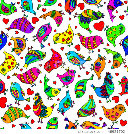 Seamless pattern. Colorful birds. Watercolor  46921702
