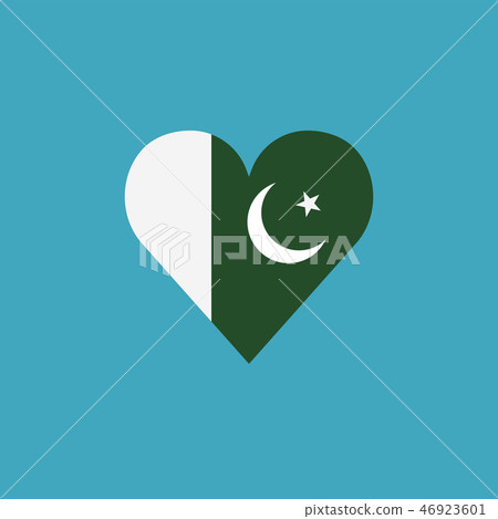 Pakistan flag icon in a heart shape in flat design Pakistan flag icon in a heart shape in flat design 46923601