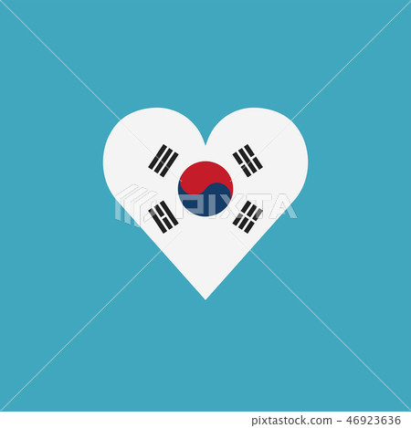 South Korea flag icon in a heart shape South Korea flag icon in a heart shape 46923636