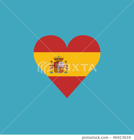 Spain flag icon in a heart shape in flat design Spain flag icon in a heart shape in flat design 46923639