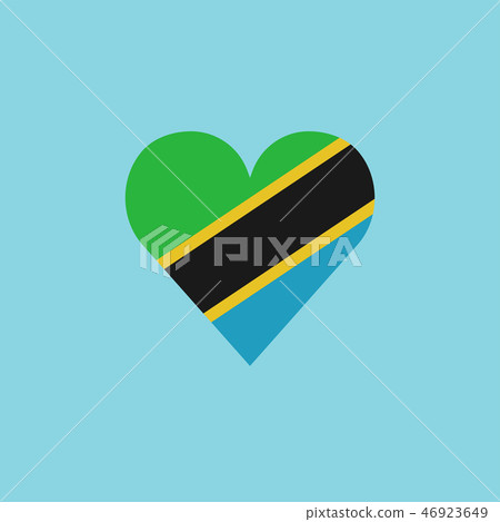 Tanzania flag icon in a heart shape in flat design Tanzania flag icon in a heart shape in flat design 46923649