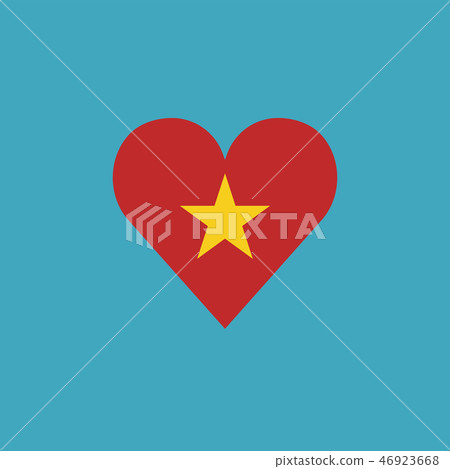 Vietnam flag icon in a heart shape in flat design 46923668