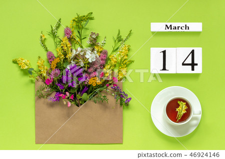 Wooden cubes calendar March 14. Wooden cubes calendar March 14. 46924146