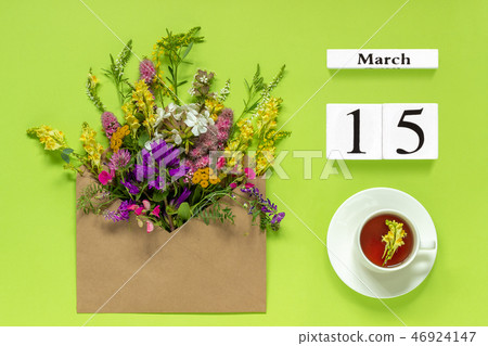 Wooden cubes calendar March 15. Wooden cubes calendar March 15. 46924147