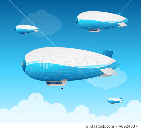 Realistic 3d Detailed Dirigible Fly Card. Vector 46924537