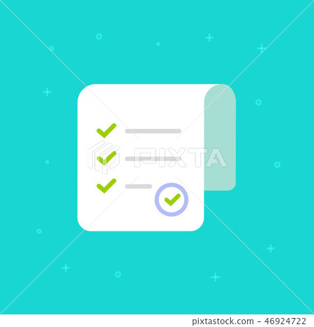 Survey or exam form paper sheet with answered quiz checklist and success result assessment symbol 46924722