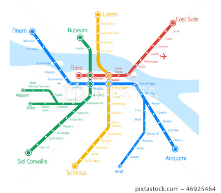 Vector Metro map with river. Abstract product advertising templa 46925464