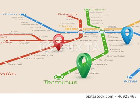 Relistic abstract blured map of subway routes in  perspective vi 46925465