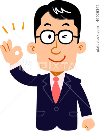 Gesture of approval by a serious businessman wearing glasses Gesture of approval by a serious businessman wearing glasses 46926543