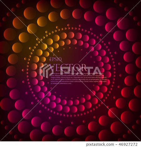 Abstract pattern of graduated turquoise shiny dots or circles going from the darkest at the outer 46927272