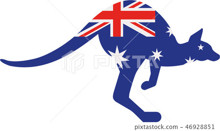 Australia flag kangaroo 46928851