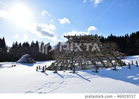 在冬天,在大船,函館,北海道拍攝Ofuna遺址的雪景 在冬天,在大船,函館,北海道拍攝Ofuna遺址的雪景 46929557