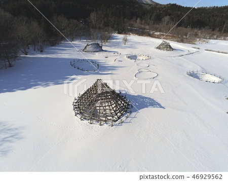 在冬天,在大船,函館,北海道拍攝Ofuna遺址的雪景 在冬天,在大船,函館,北海道拍攝Ofuna遺址的雪景 46929562