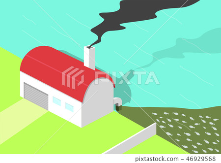 Bad factory make black smoke and water pollution Bad factory make black smoke and water pollution 46929568