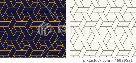 Seamless Hexagon pattern in linear style, vector 46929581