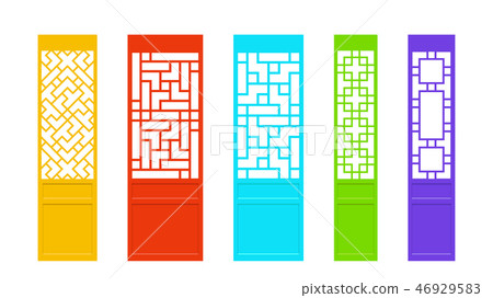 Rectangles Chinese door in Asian style, vector art 46929583