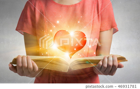Girl with opened red book 46931781