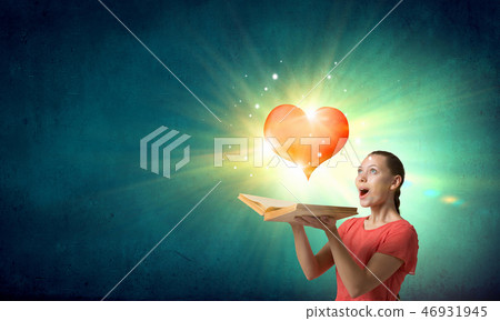 Girl with opened red book Girl with opened red book 46931945