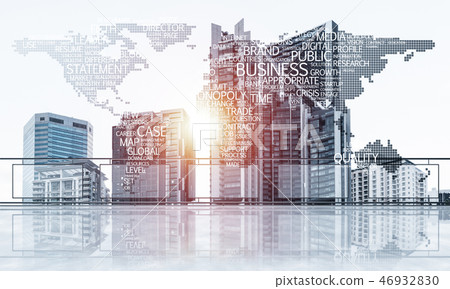 Concept of global communication and networking with world map ov Concept of global communication and networking with world map ov 46932830