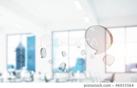 Concept of communication by glass empty chat icon on office back Concept of communication by glass empty chat icon on office back 46933564