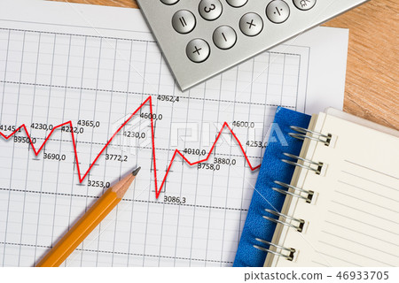 pencil and graph growth, workplace businessman pencil and graph growth, workplace businessman 46933705
