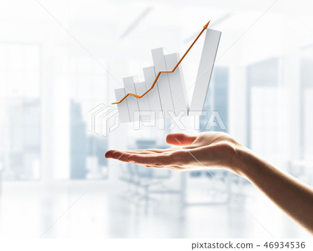 Concept of financial growth and progress by increasing arrow in palm Concept of financial growth and progress by increasing arrow in palm 46934536