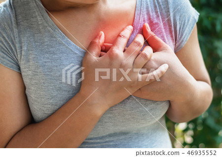 healthcare concept. woman having heart attack 46935552