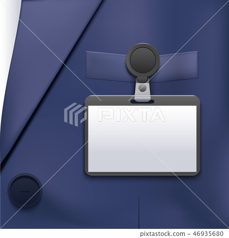 Realistic Detailed 3d Badge Holder on Blue Classic Suit Businessman. Vector Realistic Detailed 3d Badge Holder on Blue Classic Suit Businessman. Vector 46935680