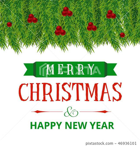 Christmas card with cherries and leafs frame 46936101