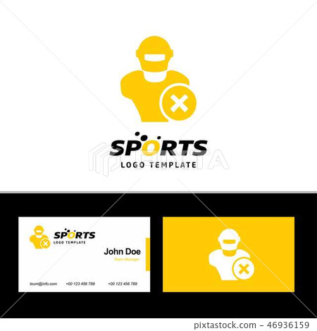 Business card of sports with yellow and white them Business card of sports with yellow and white them 46936159