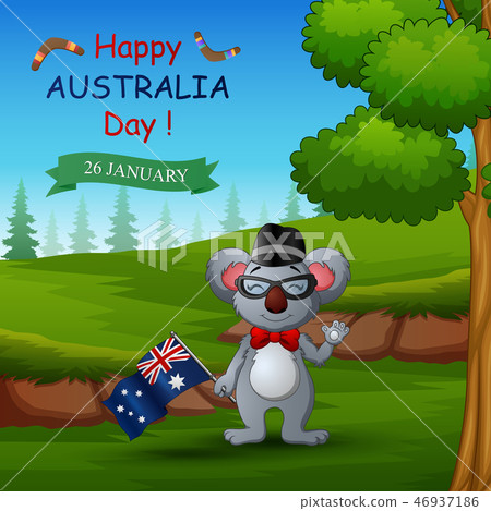 Happy Australia day with koala on the nature Happy Australia day with koala on the nature 46937186