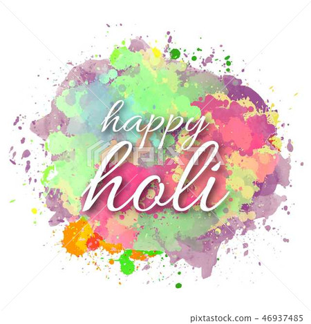 Happy Holi Watercolor Splash background - Stock Illustration [46937485] -  PIXTA