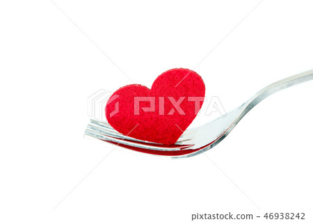 the red heart shape in silver fork  46938242