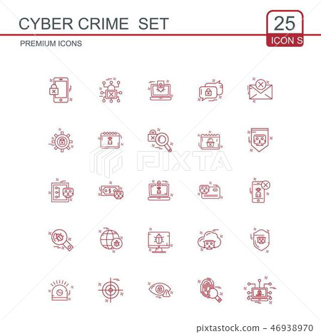 Cyber crime icons set vector Cyber crime icons set vector 46938970