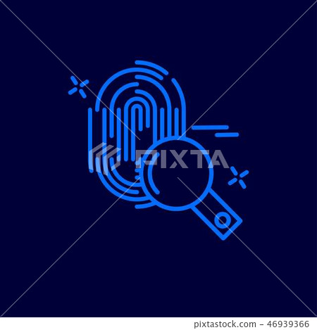 圖庫插圖: cyber crime neon icon with blue background