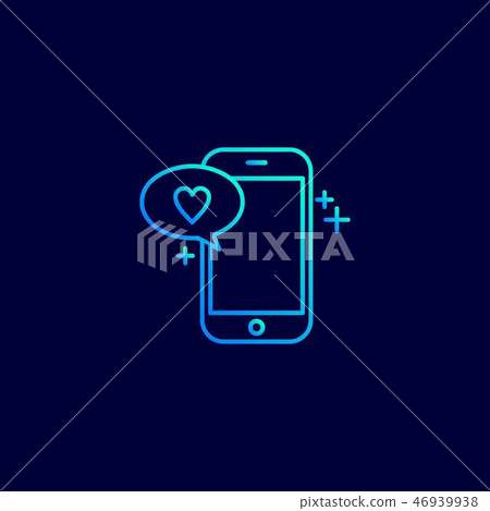 Mother's day light blue neon icon with dark backgr 46939938